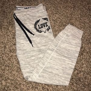 Iris Gray/White Love Sweatpants